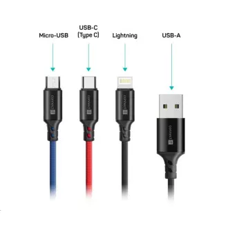 CONNECT IT Wirez 3in1 USB-C & Micro USB & Lightning, 1, 2 m