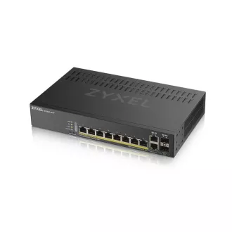 Zyxel GS1920-8HPV2 10 portos Smart Managed PoE Switch kapcsoló, 8x gigabites RJ45, 2x gigabites RJ45/SFP, 130W PoE-hez