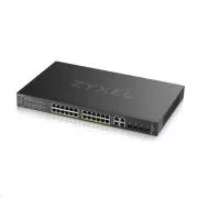 Zyxel GS2220-28HP 28 portos L2 menedzselt Gigabit PoE switch, 24x gigabit RJ45, 4x gigabit RJ45/SFP, PoE 375 W