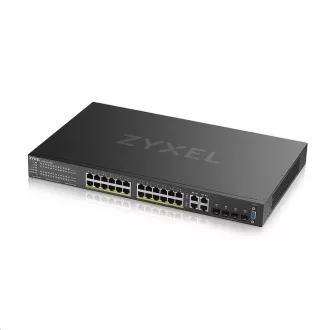 Zyxel GS2220-28HP 28 portos L2 menedzselt Gigabit PoE switch, 24x gigabit RJ45, 4x gigabit RJ45/SFP, PoE 375 W