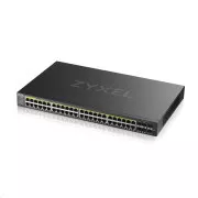 Zyxel GS2220-50HP 50 portos L2 menedzselt Gigabit PoE switch, 44x gigabit RJ45, 4x gigabit RJ45/SFP, 2x SFP, PoE 375W