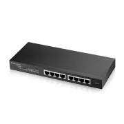 Zyxel GS1915-8 8 portos Gigabit Web Smart switch, 8x gigabites RJ45, ventilátor nélküli