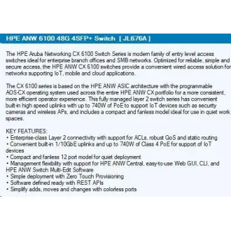 HPE Aruba Networking CX6100 48G 4SFP  kapcsoló RENEW JL676A