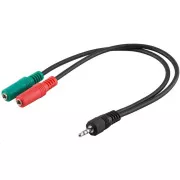 PREMIUMCORD Adapter Jack 3, 5mm 4pin - 2x sztereó Jack 3, 5mm, redukció (M/2xF, 4 pólusú)