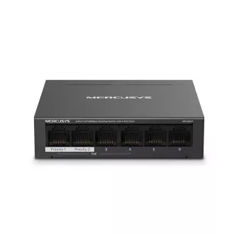 MERCUSYS switch MS106LP (6x100Mbps, 4xPoE , 40W, ventilátor nélküli)