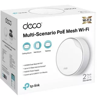 TP-Link Deco X50-PoE (3-as csomag) WiFi6 Mesh (AX3000, 2, 4GHz/5GHz, 1x2, 5GbELAN/WAN, 1xGbELAN/WAN, 1xPoE)