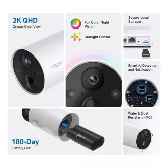 TP-Link Tapo C420 kültéri kamera (4MP, 2K QHD, 1440p, IR 15m, WiFi, IP65)
