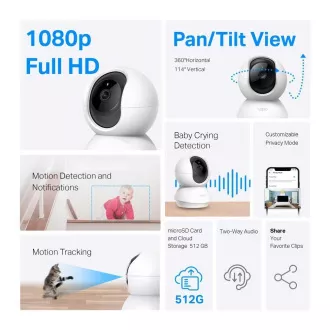 TP-Link Tapo C200C otthoni/benti kamera, (2MP, Full HD 1080p, IR 12m, WiFi, microSD)