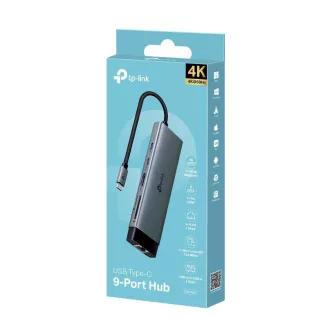 TP-Link UH9120C USB-C hub 9v1 (3xUSB3.2Gen1, 1xUSB-C3.2Gen1, 1xGbE, 1xHDMI, 1xSD, 1xmicroSD, PD 100W)