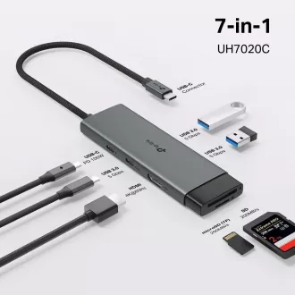 TP-Link UH7020C USB-C hub 7in1 (2x USB3.2Gen1, 1xUSB-C3.2Gen1, 1xHDMI, 1xSD, 1xmicroSD, PD 100W)