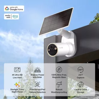 TP-Link Tapo C460 KIT kültéri kamera, napelem (8MP, 4K, 2160p, IR 15m, WiFi, micro SD kártya, IP66)