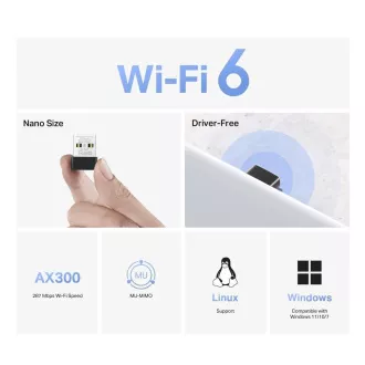 MERCUSYS MA14N WiFi6 USB nano adapter (AX300, 2, 4GHz, USB2.0)