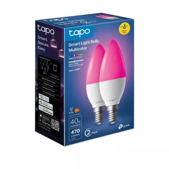 TP-Link Tapo L430C(2-pack) intelligens WiFi dimmelhető LED izzó (színes, 2500K-6500K, 470lm, 2, 4GHz, E14)