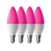 TP-Link Tapo L430C(4-pack) intelligens WiFi dimmelhető LED izzó (színes, 2500K-6500K, 470lm, 2, 4GHz, E14)