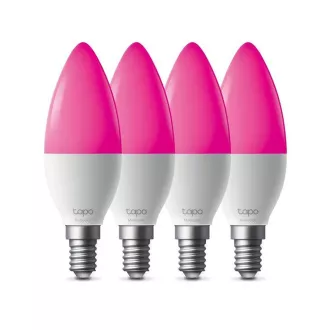 TP-Link Tapo L430C(4-pack) intelligens WiFi dimmelhető LED izzó (színes, 2500K-6500K, 470lm, 2, 4GHz, E14)