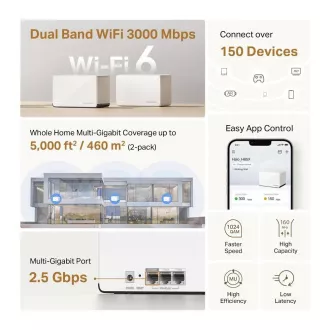 MERCUSYS Halo H85X(3-pack) WiFi6 Mesh (AX3000, 2, 4GHz/5GHz, 1x2, 5GbELAN/WAN, 2xGbELAN/WAN)