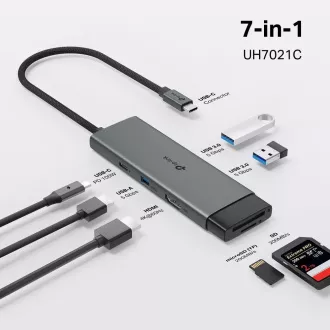 TP-Link UH7021C USB-C hub 7in1 (3x USB3.2Gen1, 1xUSB-C3.2Gen1, 1xHDMI, 1xSD, 1xmicroSD, PD 100W)