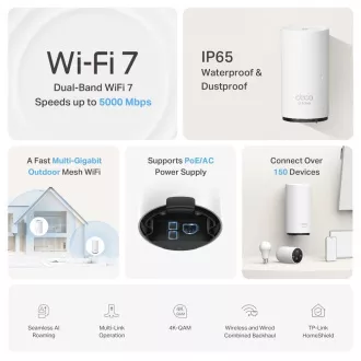 TP-Link Deco BE25-Outdoor(1-pack) Kültéri WiFi7 Mesh (BE3600, 2, 4GHz/5GHz, 2x2, 5GbELAN/WAN, 2xPoE) TP-Link Deco BE25-Outdoor(1-pack) Kültéri WiFi7 Mesh (BE3600, 2, 4GHz/5GHz, 2x2, 5GbELAN/WAN, 2xPoE)