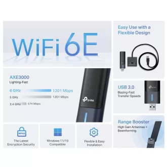 TP-Link Archer TXE50UH WiFi6E USB adapter (AXE3000, 2, 4GHz/5GHz/6GHz)