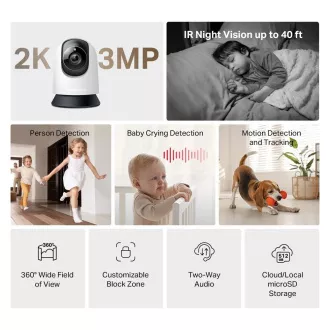MERCUSYS MC210 otthoni/benti kamera (3MP, 2K, 1296p, IR 12m, WiFi, microSD)