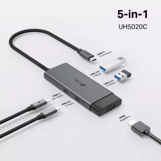TP-Link UH5020C USB-C hub 5in1 (2x USB3.2Gen1, 2xUSB-C3.2Gen1, 1xHDMI, PD 100W)