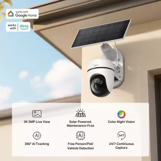 TP-Link Tapo C630 KIT kültéri kamera, napelem (5MP, 3K, 1620p, IR 16m, WiFi, micro SD kártya, IP65)