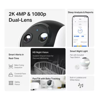 TP-Link Tapo C840 bébiőr kettős objektívvel (4MP, 2K 1440p, IR, WiFi, micro SD kártya)