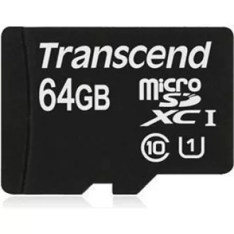 TRANSCEND MicroSDXC kártya 64 GB Premium, Class 10 UHS-I 400x (R: 85 / W: 35 MB / s) + adapter