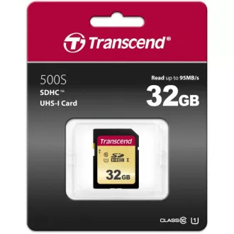 TRANSCEND SDHC kártya 32 GB 500S, UHS-I U1 (R: 95 / W: 60 MB / s) TRANSCEND SDHC kártya 32 GB 500S, UHS-I U1 (R: 95 / W: 60 MB / s)