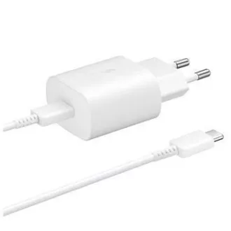 Samsung hálózati töltő EP-TA800EWE   kábel EP-DA705BWE USB-C, 25W, fehér, (ömlesztve)