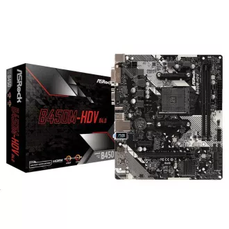 ASRock MB Sc AM4 B450M-HDV R4.0, AMD B450, 2xDDR4, VGA, mATX, mATX ASRock MB Sc AM4 B450M-HDV R4.0, AMD B450, 2xDDR4, VGA, mATX, mATX