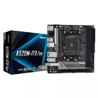 ASRock MB Sc AM4 A520M-ITX/AC, AMD A520, 2xDDR4, HDMI, DP, HDMI, DP