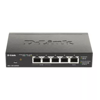 D-Link DGS-1100-05PDV2 5 portos Gigabit PoE Smart Switch, tápegység nélkül - PoE tápellátással, 2 PoE porttal