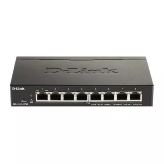 D-Link DGS-1100-08PV2 8 portos Gigabit Smart Managed PoE switch, PoE költségvetés 64W, ventilátor nélküli