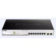 D-Link DGS-1210-10MP 10 portos Gigabit Smart  PoE switch, 8x GbE PoE , 2x SFP, PoE 130W, ventilátor nélkül