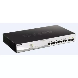 D-Link DGS-1210-10MP 10 portos Gigabit Smart  PoE switch, 8x GbE PoE , 2x SFP, PoE 130W, ventilátor nélkül