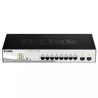 D-Link DGS-1210-10P 10 portos Gigabit Smart  PoE switch, 8x GbE PoE , 2x SFP, PoE 65W, ventilátor nélkül