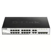 D-Link DGS-1210-20 20 portos Gigabit Smart  switch, 16x GbE, 4x RJ45/SFP, ventilátor nélkül