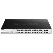 D-Link DGS-1210-28MP 28 portos Gigabit Smart  PoE kapcsoló, 24x GbE PoE , 4x RJ45/SFP, PoE 370 W