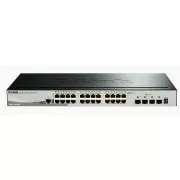D-Link DGS-1510-28X 28 portos Gigabites, halmozható intelligens menedzselt kapcsoló, 24x gigabites RJ45, 4x 10G SFP