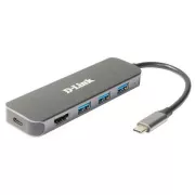 D-Link DUB-2333 USB-C hub HDMI-vel és 3x USB3.0-val, mini dokkolóállomással