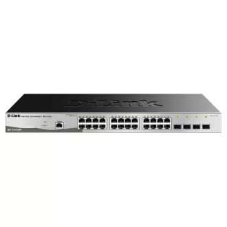 D-Link DGS-1210-28/ME 28 portos Gigabit Metro Ethernet Smart Switch, 24x GbE, 4x SFP, ventilátor nélkül