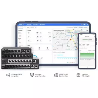 Reyee RG-ES209GC-P Intelligens, kézi vezérlésű PoE switch, 8x PoE