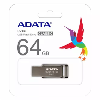 ADATA Flash Disk 64 GB UV131, USB 3.1 DashDrive, krómszürke, szürke