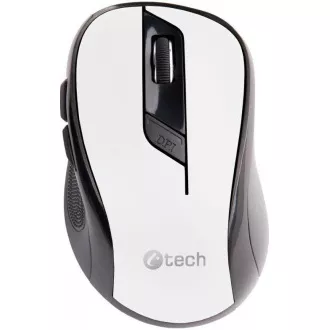 C-TECH egér WLM-02, fekete-fehér, vezeték nélküli, 1600DPI, 6 gomb, USB nano vevő