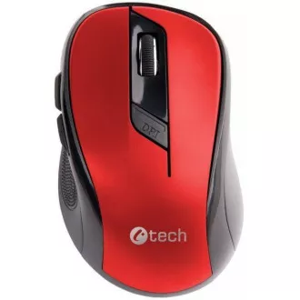 C-TECH egér WLM-02, fekete-piros, vezeték nélküli, 1600DPI, 6 gomb, USB nano vevő