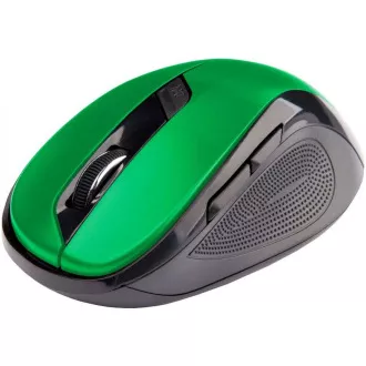 C-TECH egér WLM-02, fekete-zöld, vezeték nélküli, 1600DPI, 6 gomb, USB nano vevő