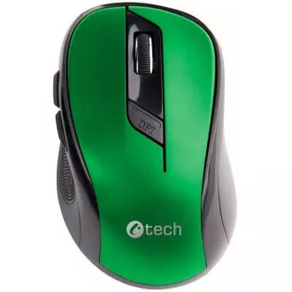 C-TECH egér WLM-02, fekete-zöld, vezeték nélküli, 1600DPI, 6 gomb, USB nano vevő