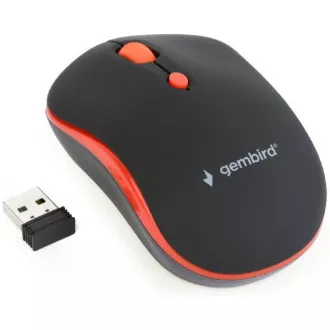 GEMBIRD egér MUSW-4B-03-R, fekete-piros, vezeték nélküli, USB nano vevő