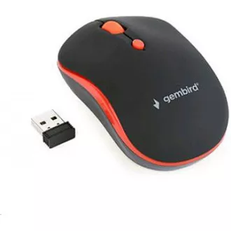 GEMBIRD egér MUSW-4B-03-R, fekete-piros, vezeték nélküli, USB nano vevő